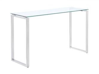 VENTE-UNIQUE.COM Mesa consola cristal templado transparente, plateado
