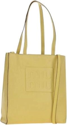 Miu Miu Pre-owned Tote Bag - Dames - Vintage Shopper - Geel - ONE Size - Leer - Vintage