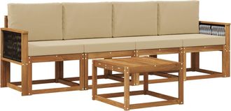 vidaXL Conjunto De Sof&aacute;s De Exterior 4 Uds. Natural Vidaxl