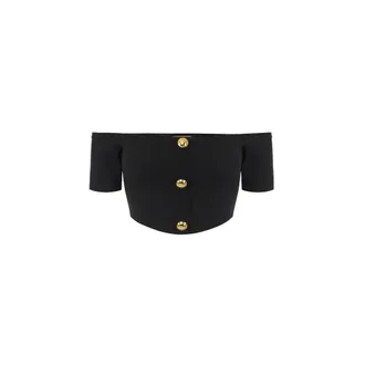Elisabetta Franchi Blouses, female, Black, Size: M Crop Top