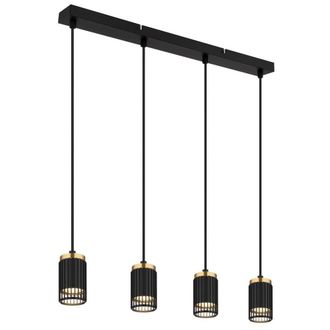 Netlighting Korben Bar Pendant Ceiling Light Matt Black 4x GU10