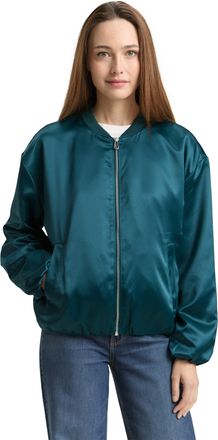 Tom Tailor Blouson TOM TAILOR, Damen, Gr. XXL, deep meadow gr&uuml;n, Web, Obermaterial: 96% Polyester, 4% Elasthan. Futter: 100% Polyester, unifarben, regular fit no