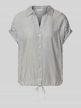 Tom Tailor Relaxed Fit Kurzarmbluse aus reiner Viskose mit V-Ausschnitt in Dunkelblau, Gr&ouml;&szlig;e 38