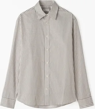 Tiger Of Sweden Mens Lowan Long Sleeve Striped Shirt In Winter White