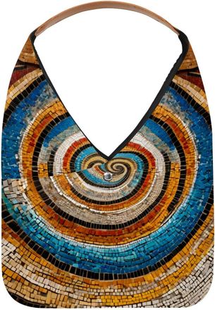 Generic Mosaic Spiral Pattern Reusable Lightweight Grocery Bags - Foldable Into Compact Pouch, Washable & Sturdy, Multipurpose for Shopping and Travel