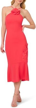Adrianna Papell 3D Floral Halter Dress in Beach Rose at Nordstrom Rack, Size 14