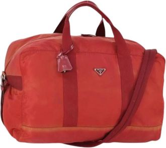 Prada Pre-owned Weekend Bags, female, Red, Size: ONE SIZE Pre-owned Vintage Nylon Weekend Bag