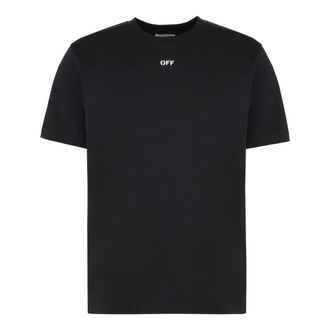 Off-white T-Shirts, male, Black, Size: M Crew-neck T-shirt