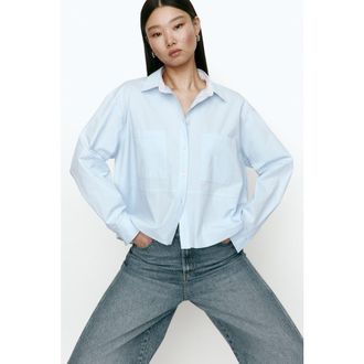 H&M Relaxed-fit Cotton Shirt in Light Blue at Nordstrom, Size X-Small
