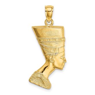 Diamond2Deal 14k Yellow Gold 2-D Polished Textured Nefertiti Profile Charm Pendant