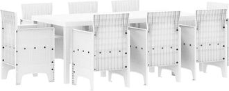 vidaXL Garden Dining Set 9 pcs White Polt rattan Vidaxl