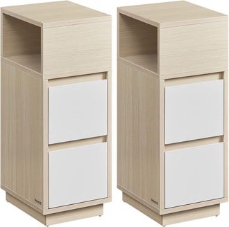 Vasagle 2 mesitas de noche estrechas con 2 cajones de color beige