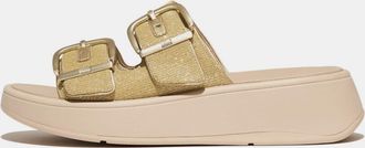 FitFlop Fitflop Womens Fit Flop F-Mode Buckle Shimmerlux Sliders in Grey - Size UK 4