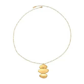 Dansk Copenhagen Accessoires, Dames, Geel, ONE Size, Klara Waterproof 18K Gold Plated Long Necklace - Brushed Stainless Steel