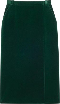 Saint Laurent Gonna Midi A Incrocio In Velluto Di Cotone-Donna