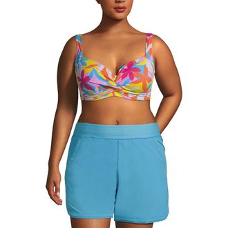 Lands End 5 Quick Dry Elastic Waist Board Shorts Swim Cover-up Shorts with Panty in Turquoise at Nordstrom, Size 18W