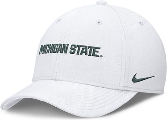 Nike Michigan State Classic Swooshflex Nike Mens Dri-FIT College Hat in White | NC0310AMST-KLK