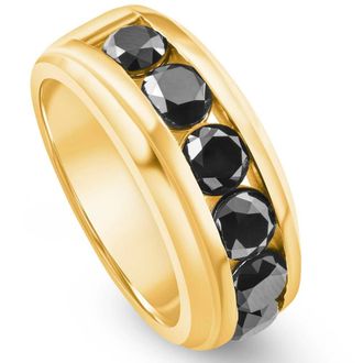 Pompeii3 4 3/8Ct TW Black Diamond Mens Ring 10k Yellow or White Gold