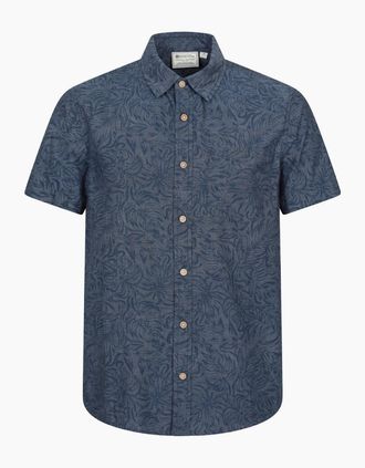 Mountain Warehouse Mens Mountain Warehouse Mens Tropical Patterned Short-Sleeved Shirt - Blue - Size: 42/Regular