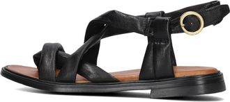 Omoda Zwarte Comfort Sandalen met Gewatteerde Bandjes - Dames - Sandalen - Zwart - 37 EU - Leer - Schoenen