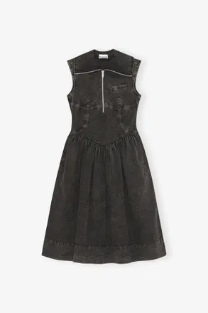 Ganni Black Dress in Cotton - Size 34 Organic