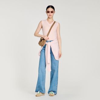 Sandro Embroidered short wool cashmere top