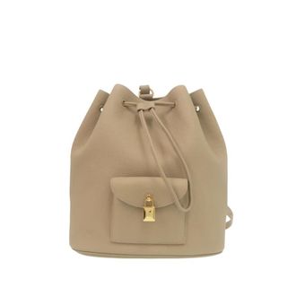 Loro Piana Pre-owned Loro Piana Grained Calfskin Extra Drawstring Backpack Ladies DH0UWT8JGFU1K0OC