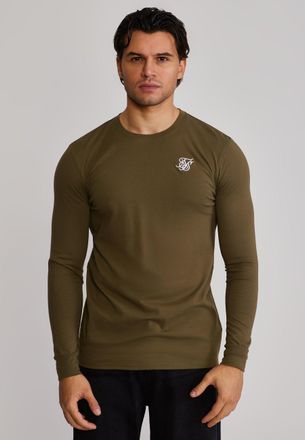 Siksilk Mens Khaki Green Essentials LS T-Shirt XXL