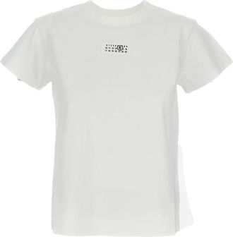 Maison Margiela Crewneck T-Shirt with Logo Detail and Ribbed Trim
