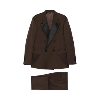 Lardini Double Breasted Suits, male, Brown, Size: 2XL Double-breasted Suit