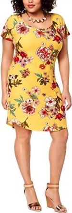 Planet Gold Womens Kylie Scoop Neck Mini Dress - Plus In Honey