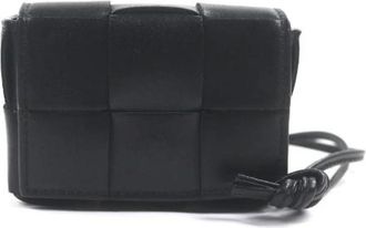 Bottega Veneta Pre-owned Mini Bags, male, Black, Size: ONE SIZE Pre-owned Maxi Intrecciato Cassette Leather Shoulder Bag
