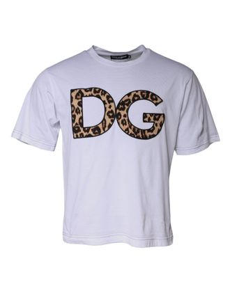 Dolce & Gabbana White DG Logo Cotton Shorts Sleeves Mens T-shirt