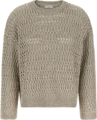 Brunello Cucinelli Beige Dazzling Braids sweater