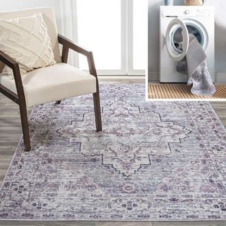 Jonathan Y Designs Didim Boho Medallion Machine-Washable Area Rug in Gray/purple at Nordstrom, Size 2Ft 0In X 8Ft 0In