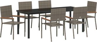 vidaXL Garden Dining Set 7 pcs Grey Poly rattan vidaXL