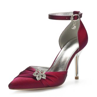 Miyoopark Womens Wedding Dress Shoes Stiletto High Heel Occasions Pumps M524 Burgundy UK 4.5