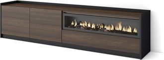 Skraut Home Skraut Home - Mueble Tv, Televisi&oacute;n, 207x37x50cm, Para Tv Hasta 80, Chimenea El&eacute;ctrica, Roble Oscuro Y Negro