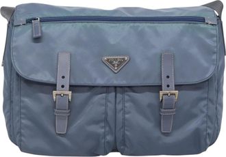 Prada Tessuto Blue Nylon Shoulder Bag (Pre-Owned)