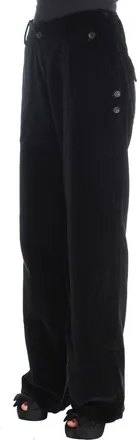 Ermanno Scervino Womens Black Velvet Cotton Straight Legs Pants