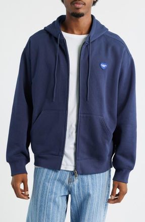 Carhartt Work in Progress Heart II Hartt Zip-Up Graphic Hoodie in Blue at Nordstrom, Size Large