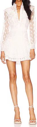 LoveShackFancy Trisha Ruffled Lace Mini Dress In True White