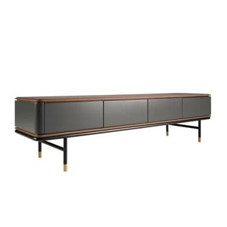 Angel Cerd&aacute; Moderno mueble tv de madera gris oscuro y acero negro