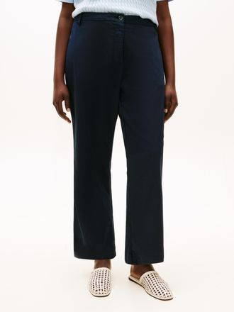 Tommy Hilfiger Chinohose TOMMY HILFIGER CURVE CRV CO GMD SLIM STRAIGHT CHINO, Damen, Gr. 48, N-Gr, schwarz night navy, Web, Obermaterial: 65% Baumwolle, 33% Lyocell,