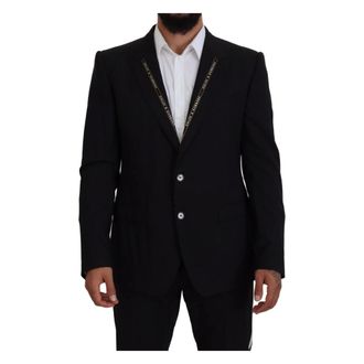 Dolce & Gabbana Blazers, male, Black, XL, Black Wool Stretch Slim Fit Jacket Blazer
