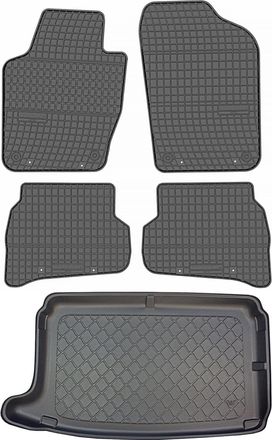 OEM Volkswagen Polo V 6r Hatchback De 05.2009 A 09.2017 Set - Alfombrillas De Goma Para Coche + Alfombrilla Para Maletero