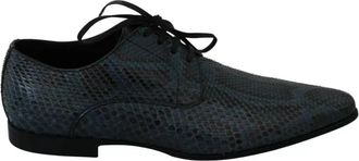 Dolce & Gabbana Blauwe Python Leren Veterschoenen - Heren - Veterschoenen - Blauw - 40 EU - Leer - Schoenen