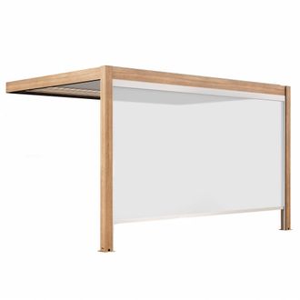 Oviala P&eacute;rgola bioclim&aacute;tica adosada de 3x4m y 1 persiana de madera blanca