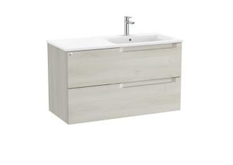 Roca Mueble Derecha 1000mm Aleyda 2 Cajones + Lavabo Blanco Madera