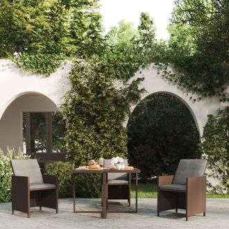 vidaXL Mesa De Jard&iacute;n Rat&aacute;n Sint&eacute;tico Y Vidrio Marr&oacute;n 109x107x74 Cm Vidaxl